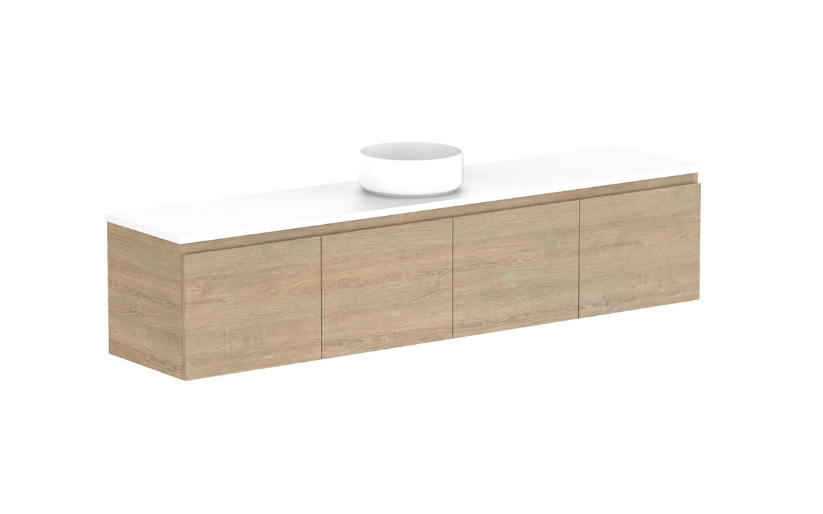 ADP Glacier Ensuite All-Door Slim Wall Hung Vanity 1800mm centre bowl, benchtop