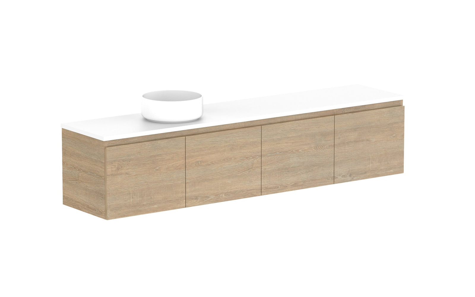 ADP Glacier Ensuite All-Door Slim Wall Hung Vanity 1800mm left offset bowl, benchtop