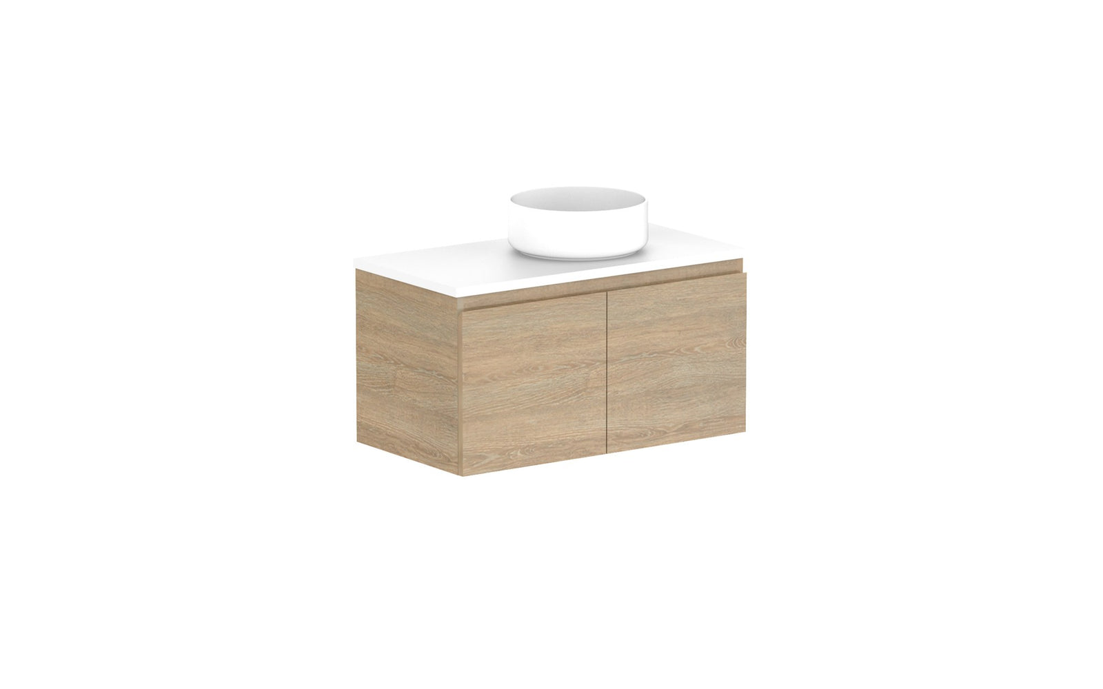 ADP Glacier Ensuite All-Door Slim Wall Hung Vanity 750mm right offset bowl, benchtop