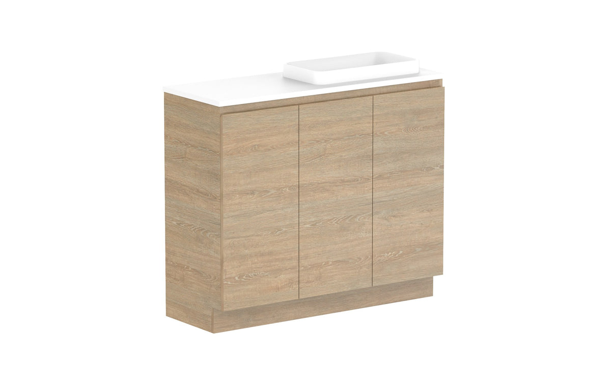 ADP Glacier Ensuite All-Door Trio Floor Mount Vanity 1050mm right offset bowl, benchtop