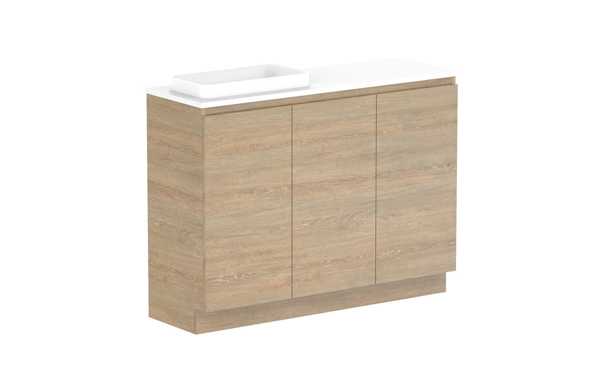 ADP Glacier Ensuite All-Door Trio Floor Mount Vanity 1200mm left offset bowl, benchtop