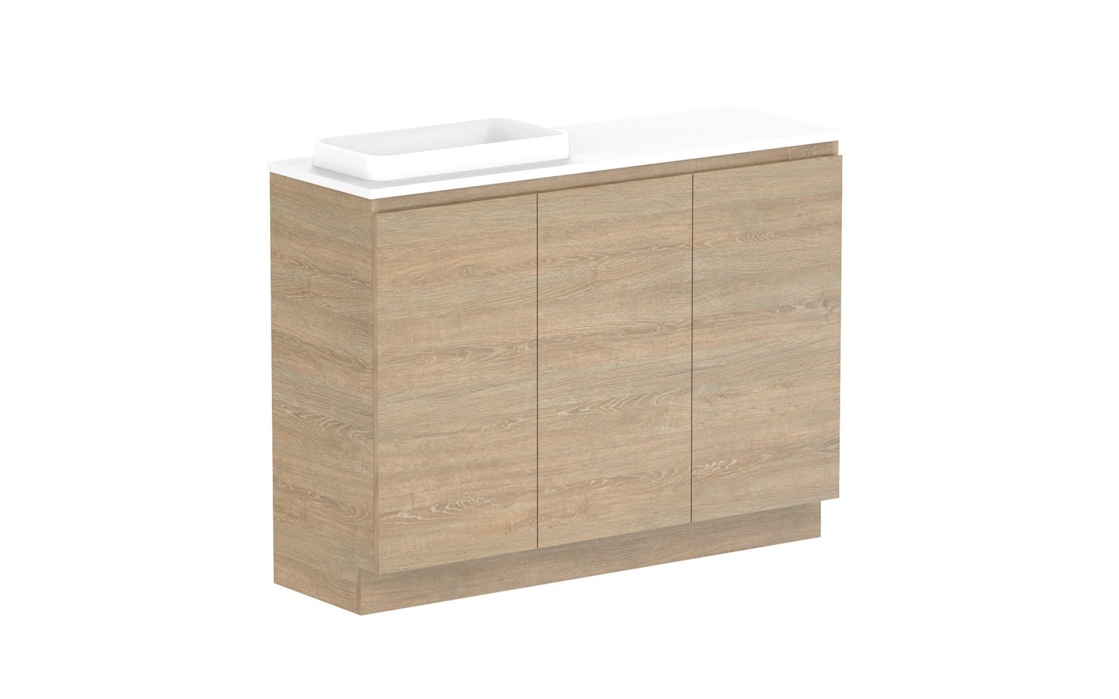 ADP Glacier Ensuite All-Door Trio Floor Mount Vanity 1200mm left offset bowl, benchtop