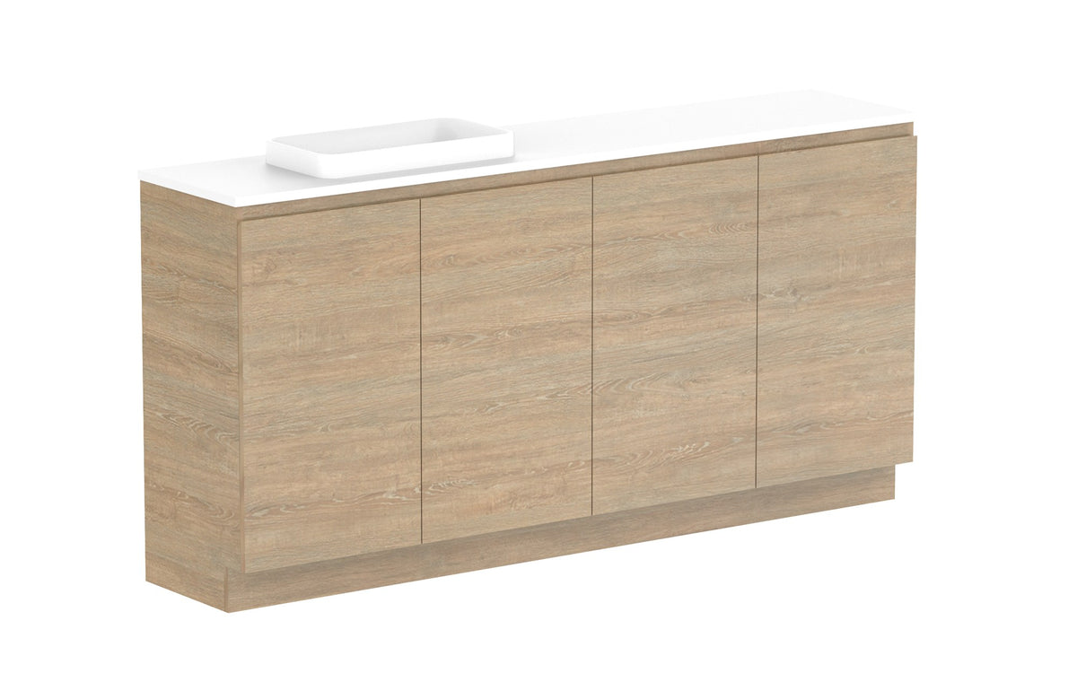 ADP Glacier Ensuite All-Door Trio Floor Mount Vanity 1800mm left offset bowl, benchtop