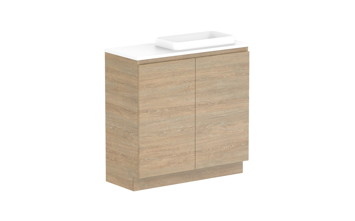 ADP Glacier Ensuite All-Door Trio Floor Mount Vanity 900mm right offset bowl, benchtop