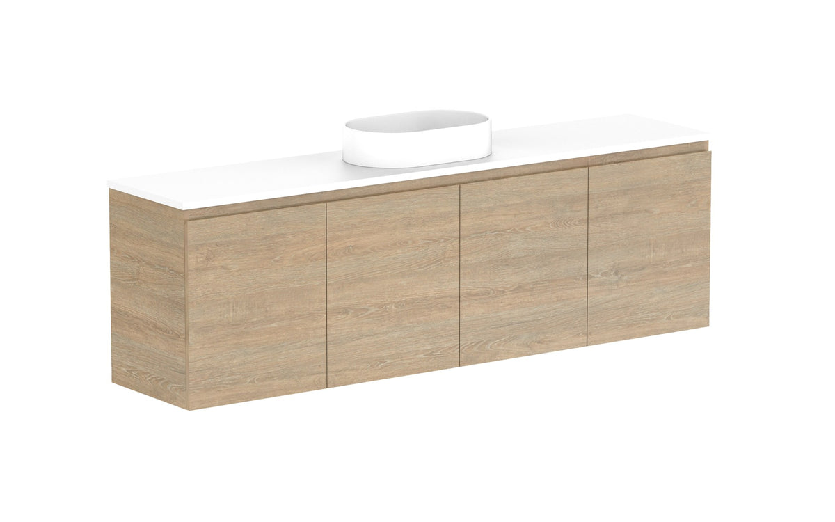 ADP Glacier Ensuite All-Door Twin Wall Hung Vanity 1800mm centre bowl, benchtop