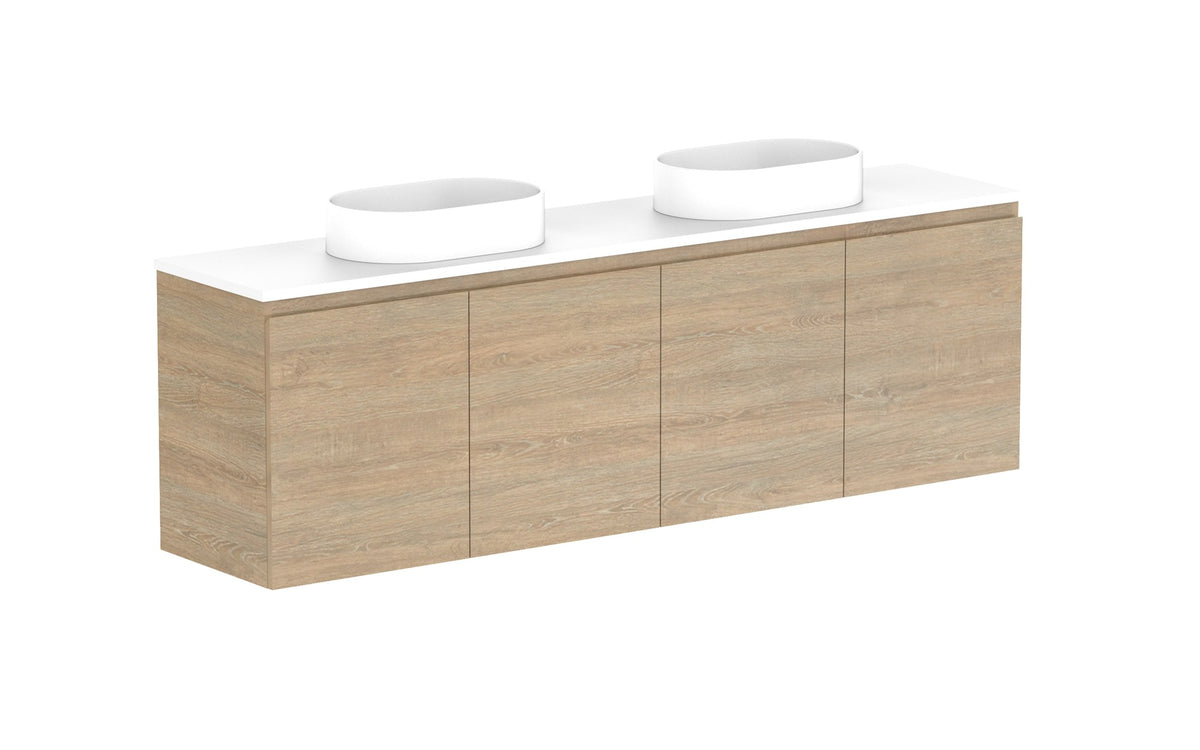 ADP Glacier Ensuite All-Door Twin Wall Hung Vanity 1800mm double bowl, benchtop