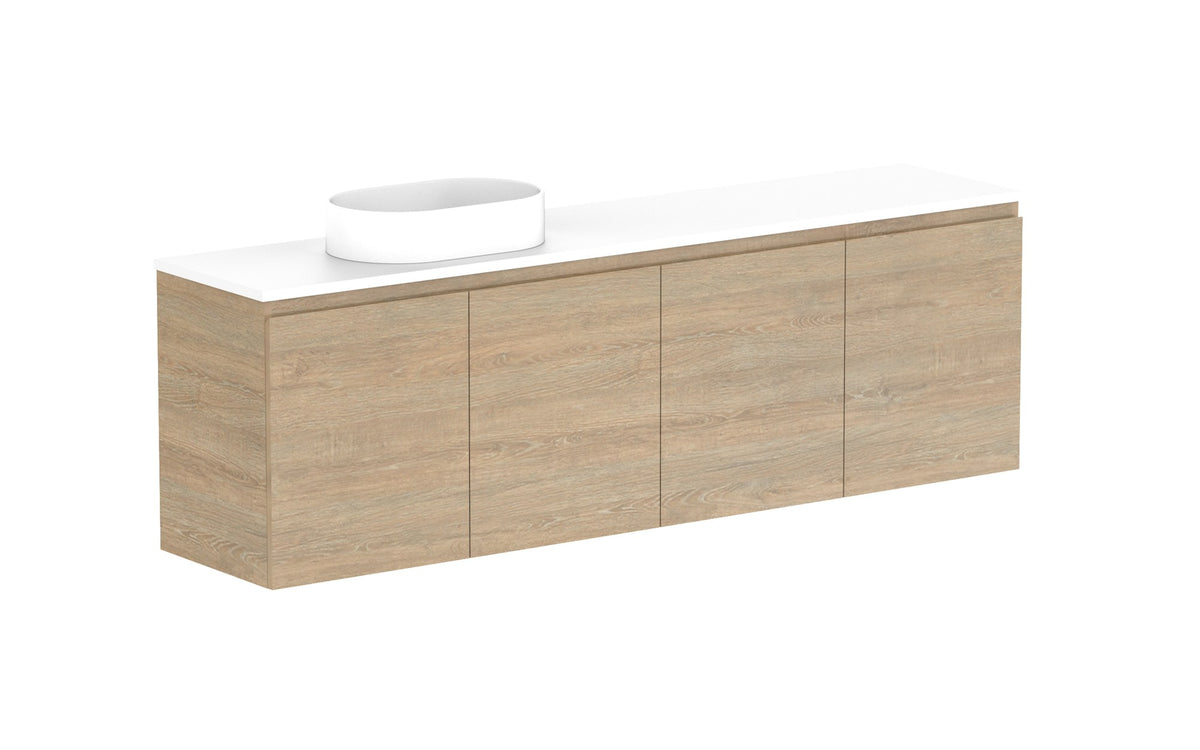 ADP Glacier Ensuite All-Door Twin Wall Hung Vanity 1800mm left offset bowl, benchtop