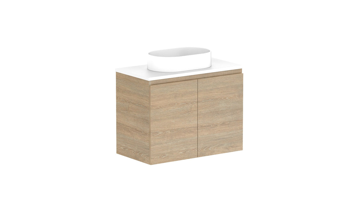 ADP Glacier Ensuite All-Door Twin Wall Hung Vanity 750mm centre bowl, benchtop