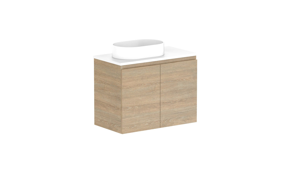ADP Glacier Ensuite All-Door Twin Wall Hung Vanity 750mm left offset bowl, benchtop