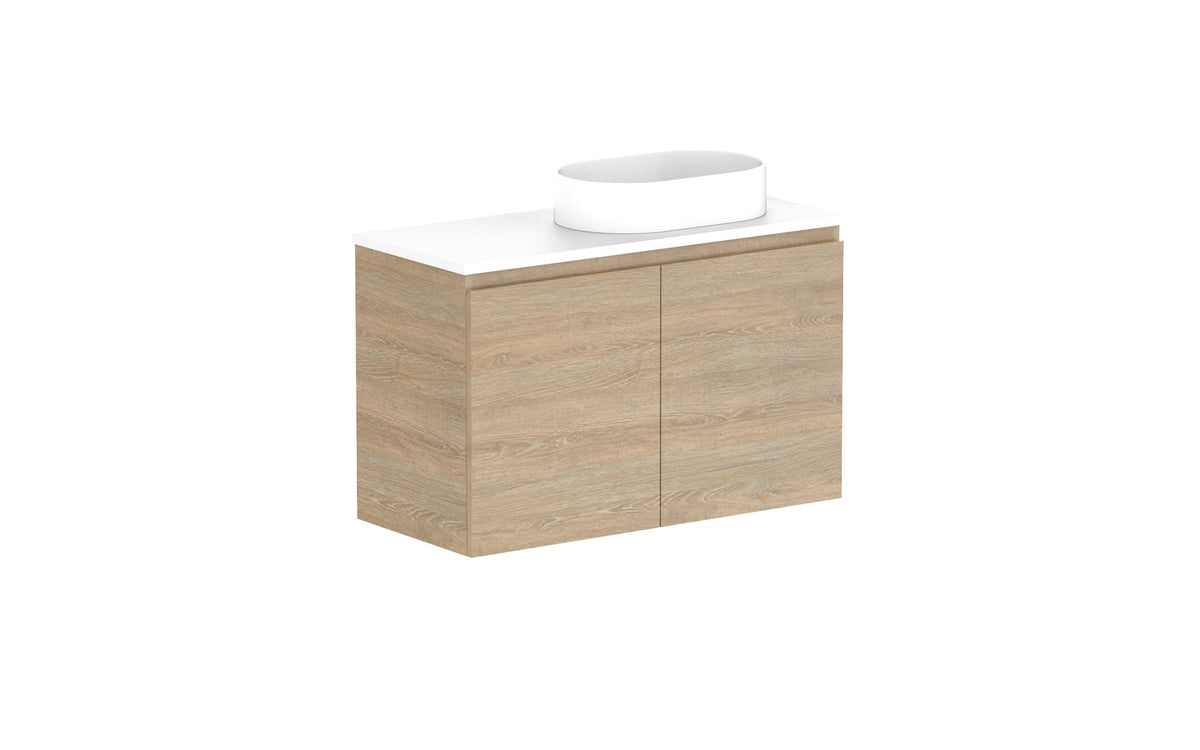 ADP Glacier Ensuite All-Door Twin Wall Hung Vanity 900mm right offset bowl, benchtop