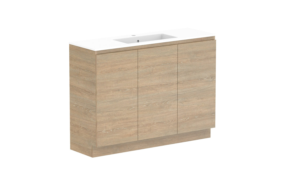 ADP Glacier Ensuite All-Door Trio Floor Mount Vanity 1200mm centre bowl, cast marble top