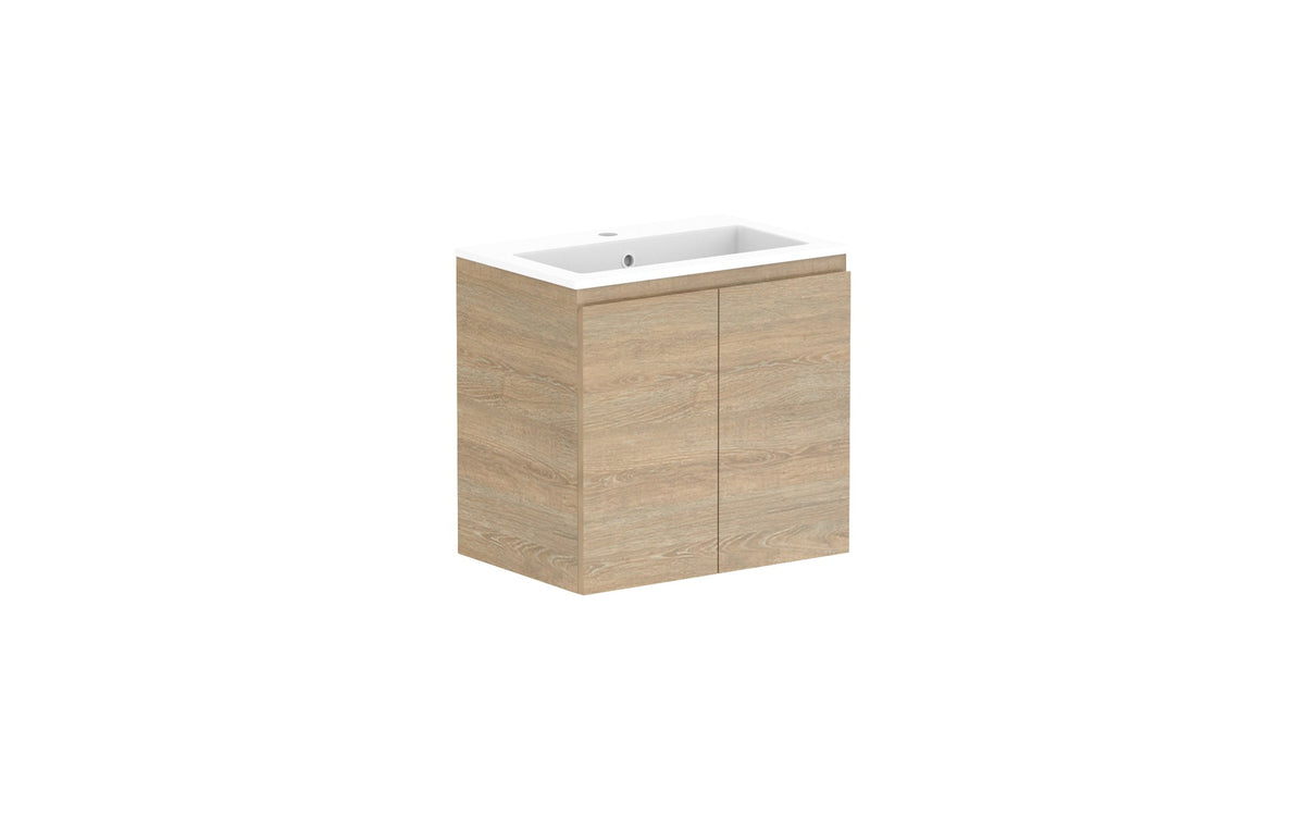 ADP Glacier Ensuite All-Door Twin Wall Hung Vanity 600mm centre bowl, cast marble top