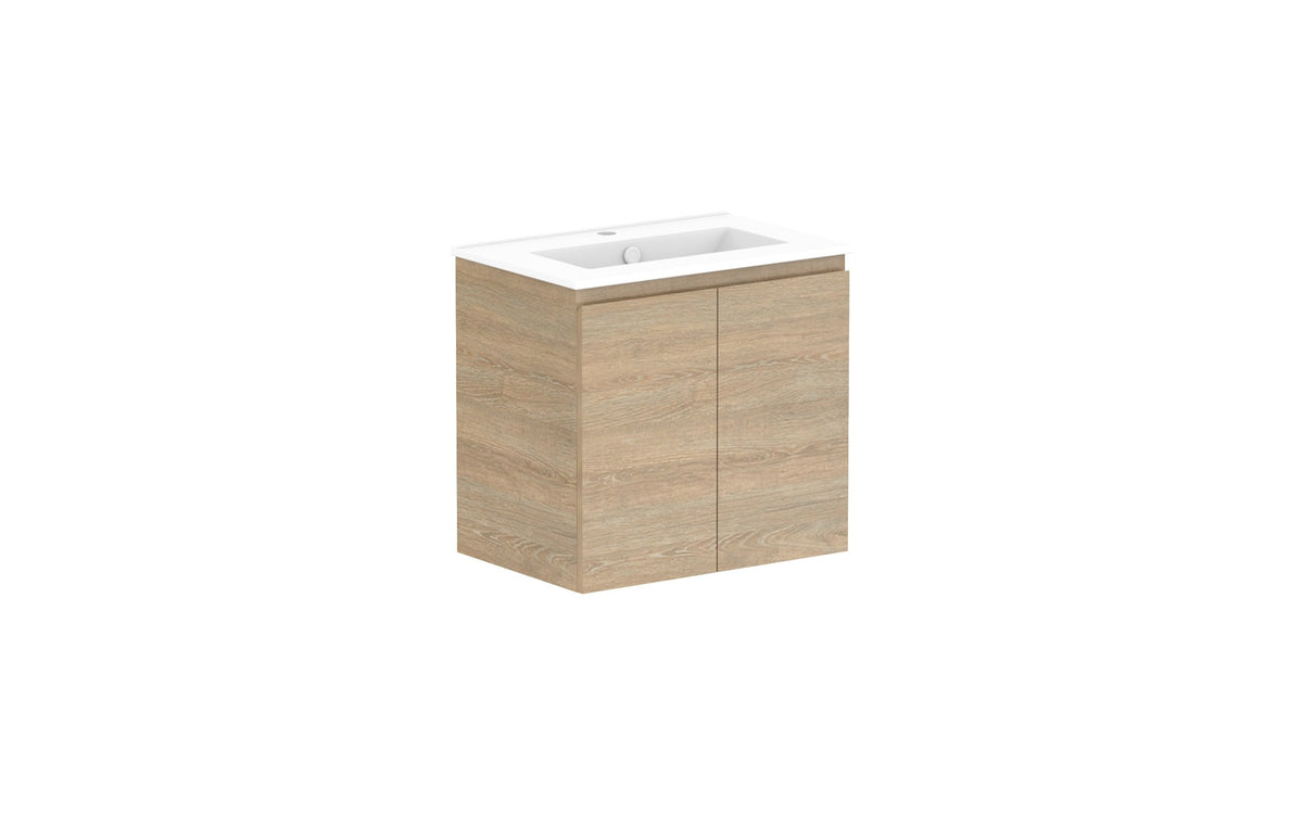 ADP Glacier Ensuite All-Door Twin Wall Hung Vanity 600mm centre bowl, ceramic top