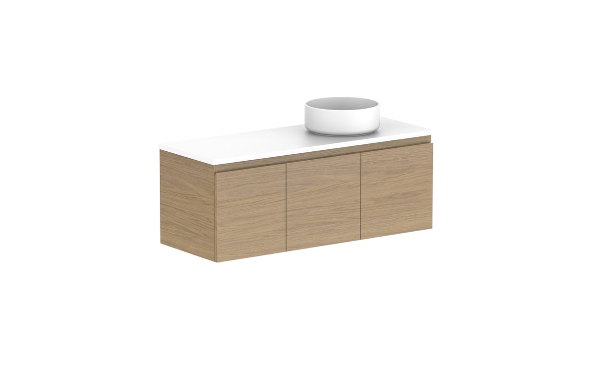 ADP Glacier Ensuite Door & Drawer Slim Wall Hung Vanity 1050mm right offset bowl, benchtop