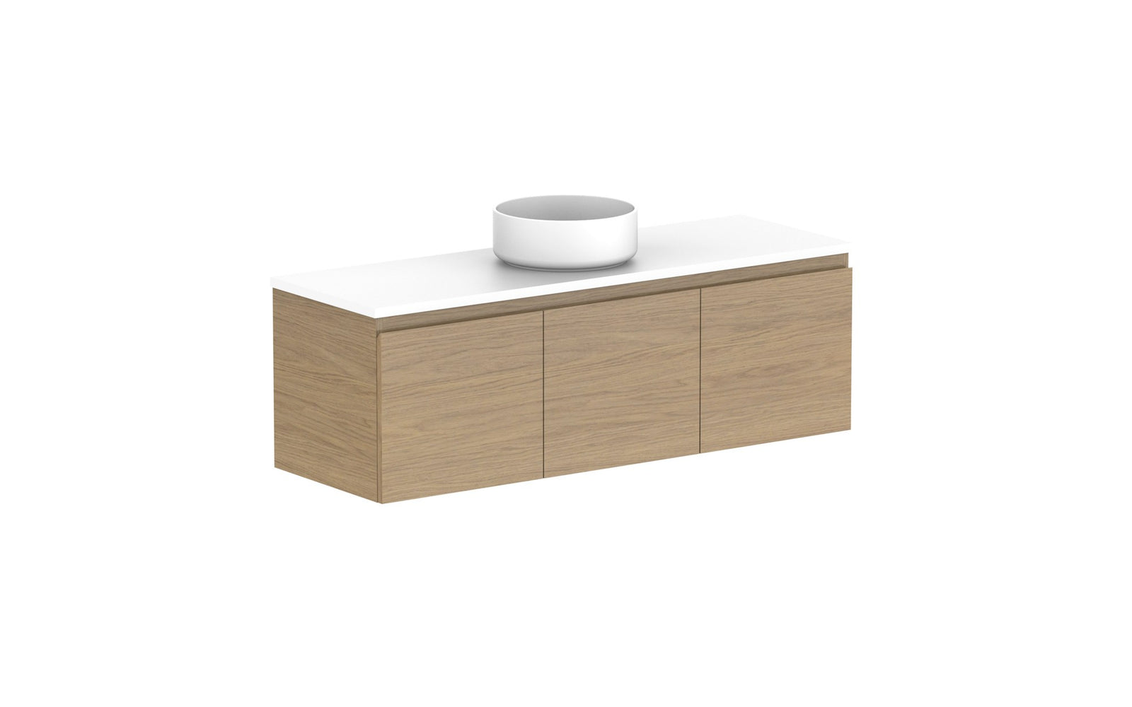 ADP Glacier Ensuite Door & Drawer Slim Wall Hung Vanity 1200mm centre bowl, benchtop