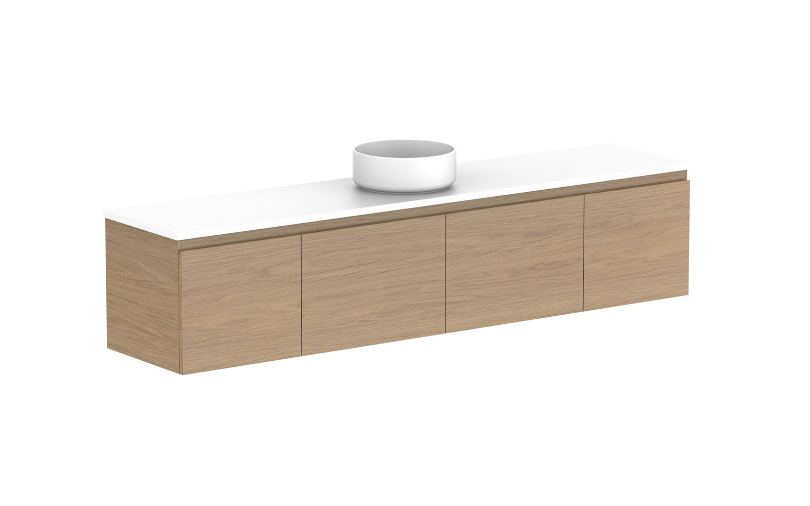 ADP Glacier Ensuite Door & Drawer Slim Wall Hung Vanity 1800mm centre bowl, benchtop