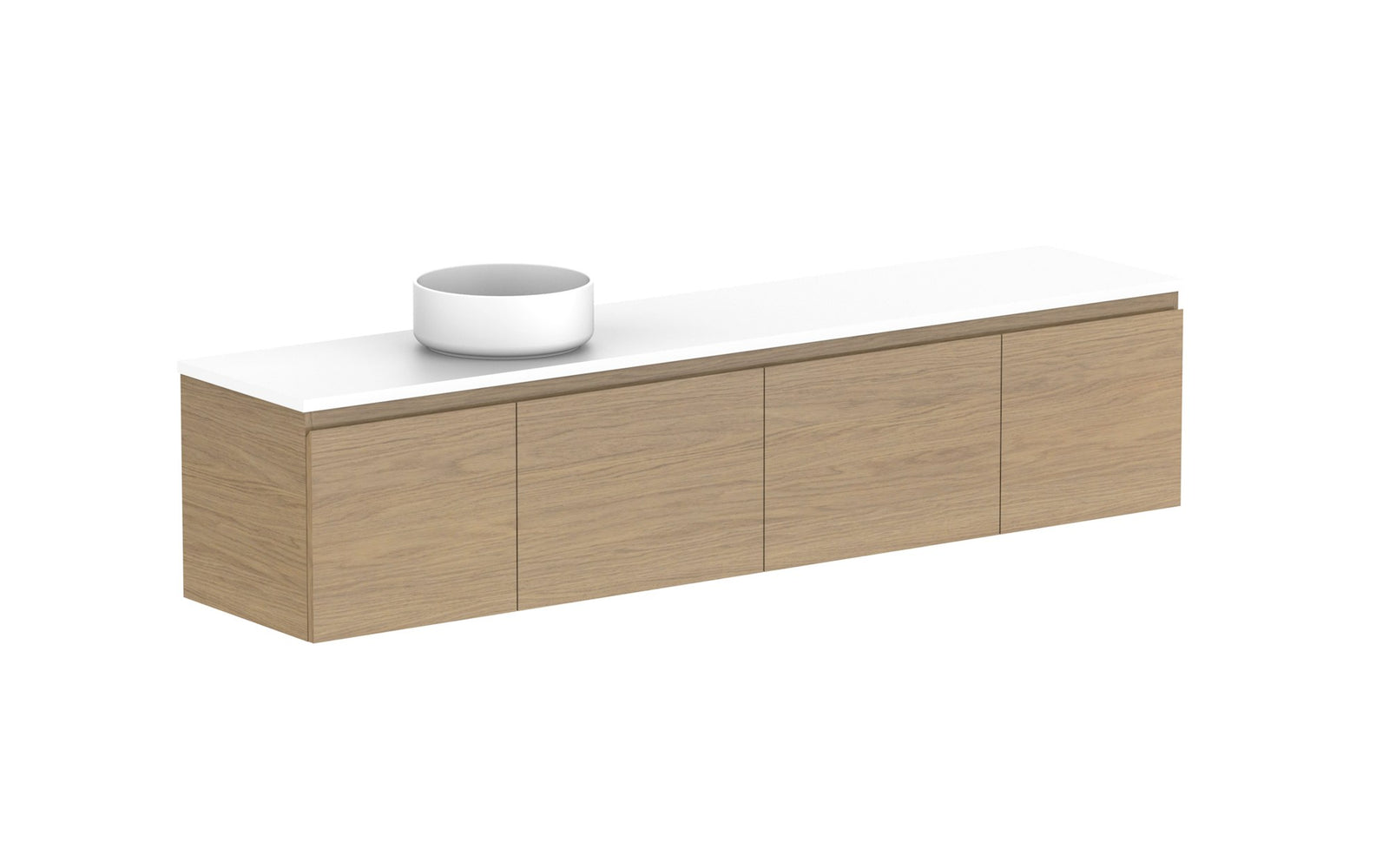 ADP Glacier Ensuite Door & Drawer Slim Wall Hung Vanity 1800mm left offset bowl, benchtop