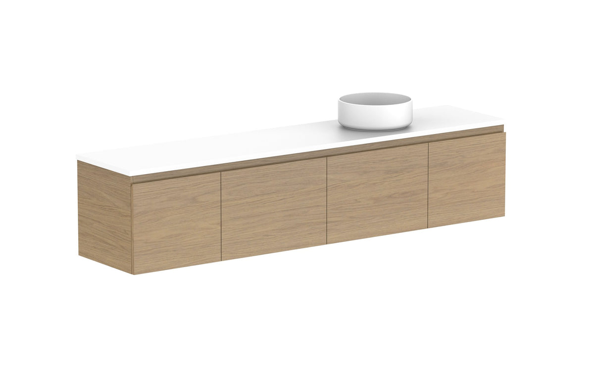 ADP Glacier Ensuite Door & Drawer Slim Wall Hung Vanity 1800mm right offset bowl, benchtop