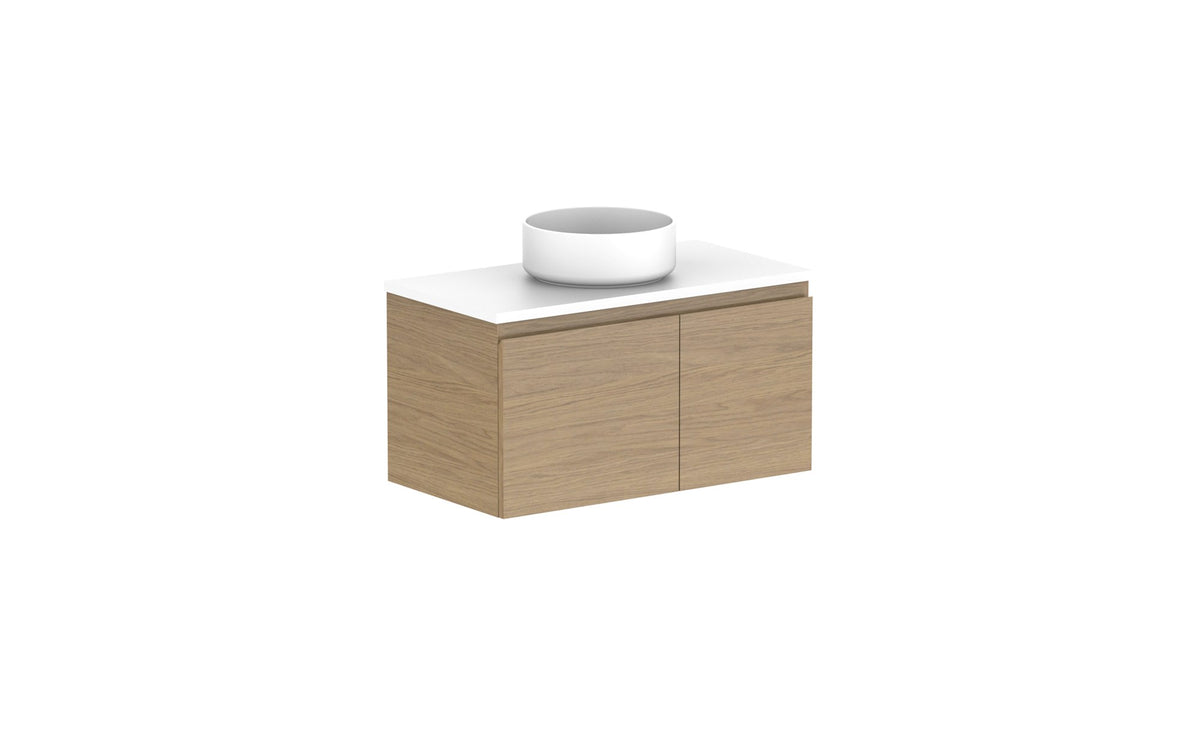 ADP Glacier Ensuite Door & Drawer Slim Wall Hung Vanity 750mm centre bowl, benchtop