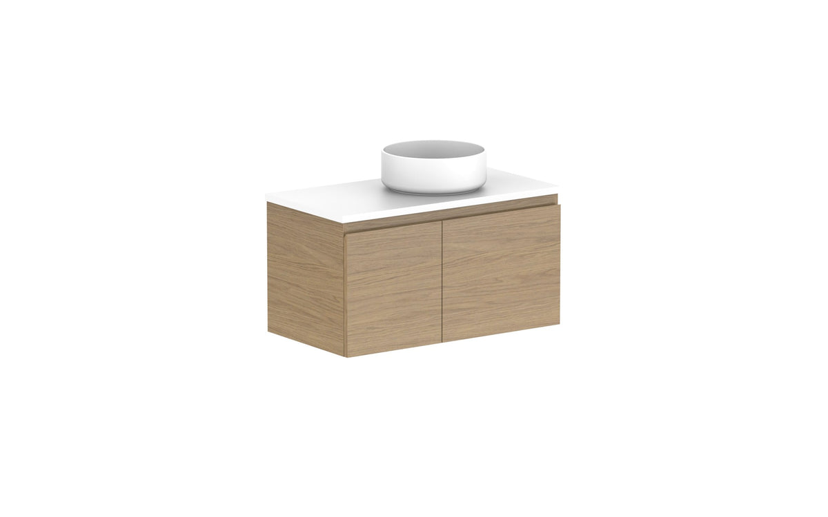 ADP Glacier Ensuite Door & Drawer Slim Wall Hung Vanity 750mm right offset bowl, benchtop