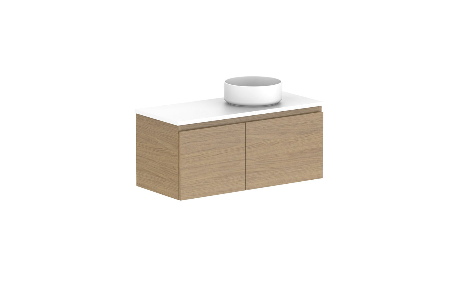 ADP Glacier Ensuite Door & Drawer Slim Wall Hung Vanity 900mm right offset bowl, benchtop