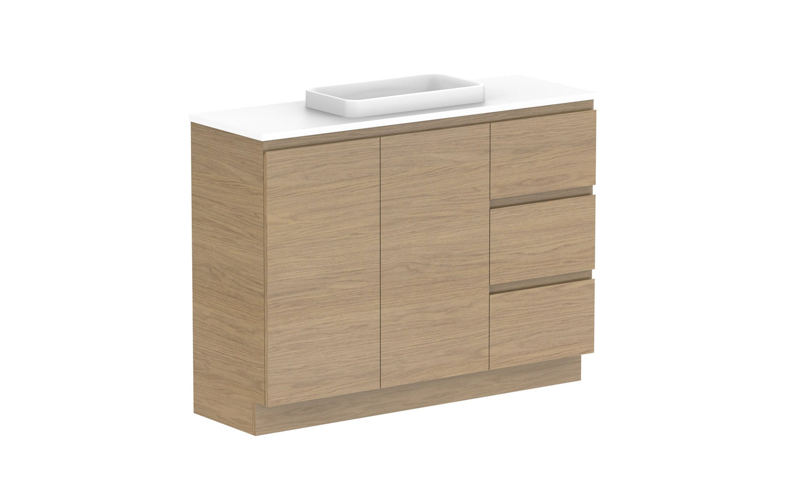 ADP Glacier Ensuite Door & Drawer Trio Floor Mount Vanity 1200mm centre bowl, benchtop