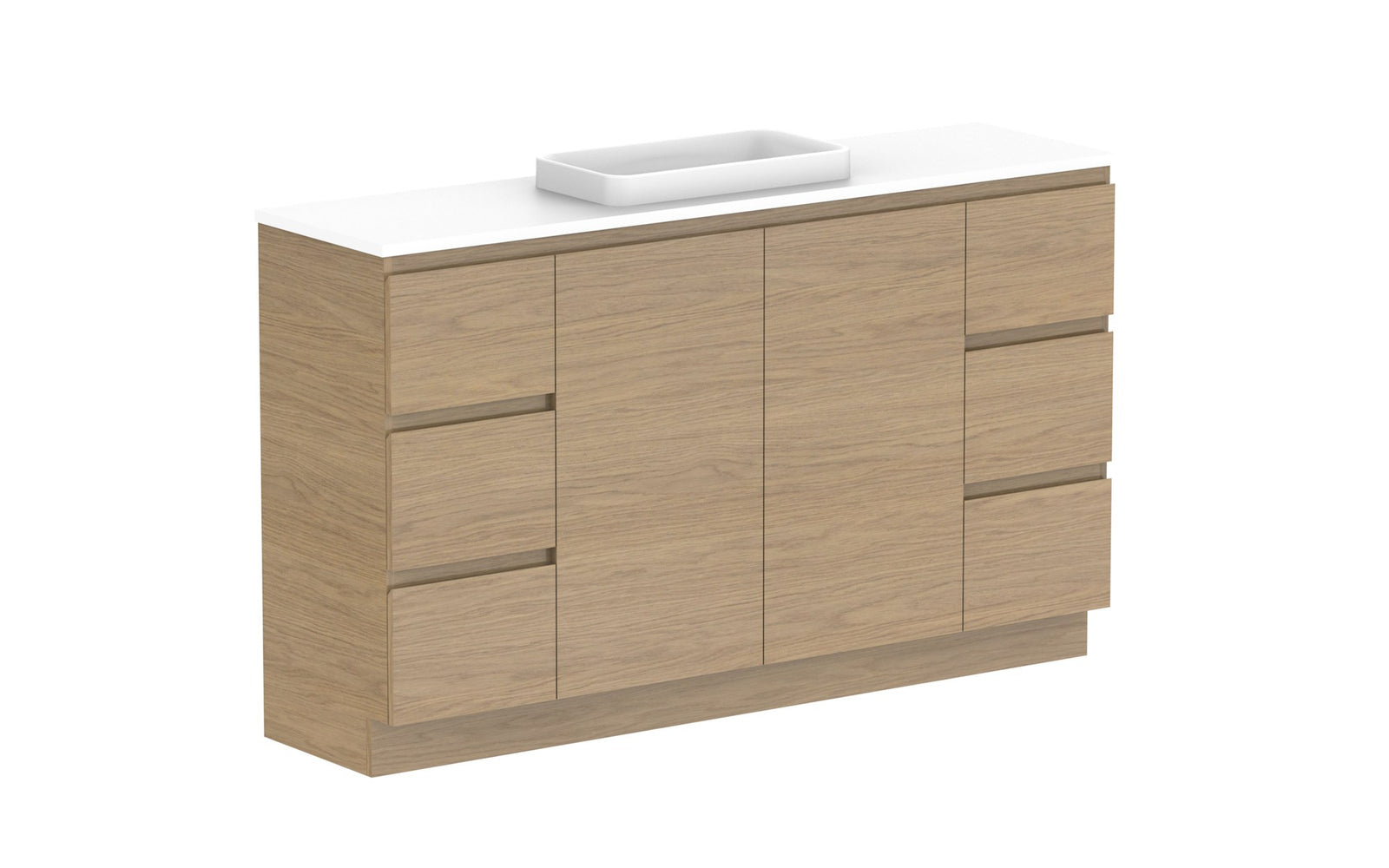 ADP Glacier Ensuite Door & Drawer Trio Floor Mount Vanity 1500mm centre bowl, benchtop