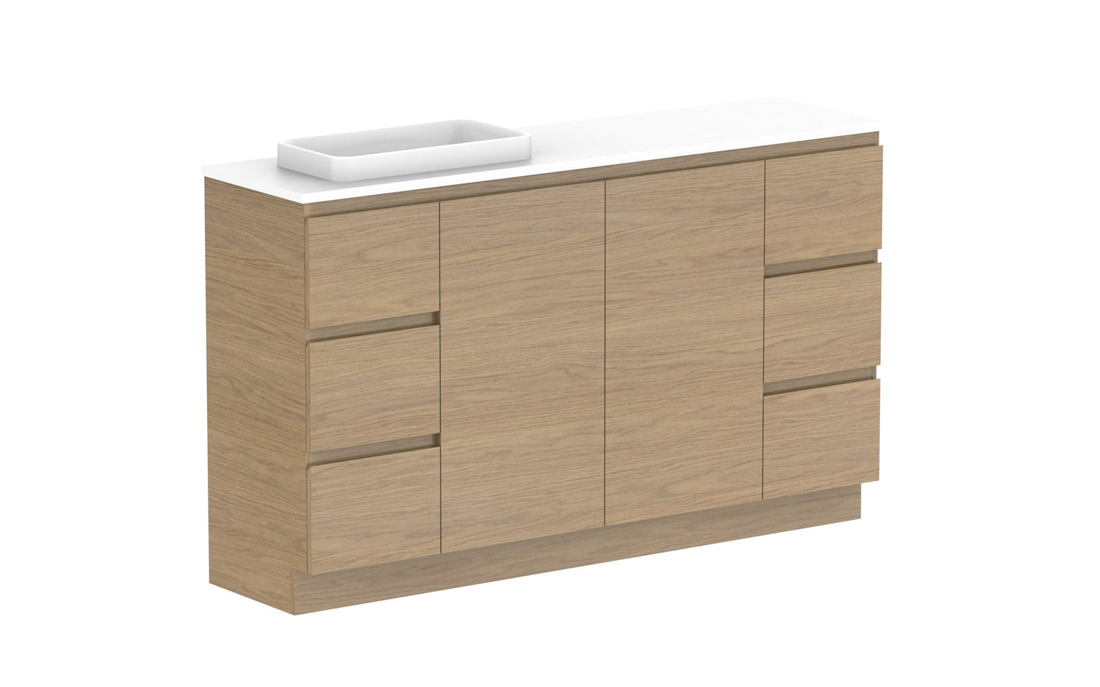 ADP Glacier Ensuite Door & Drawer Trio Floor Mount Vanity 1500mm left offset bowl, benchtop