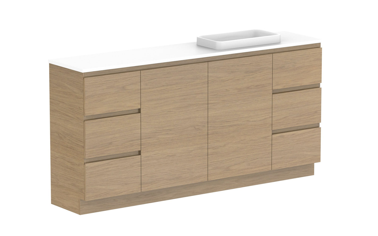 ADP Glacier Ensuite Door & Drawer Trio Floor Mount Vanity 1800mm right offset bowl, benchtop