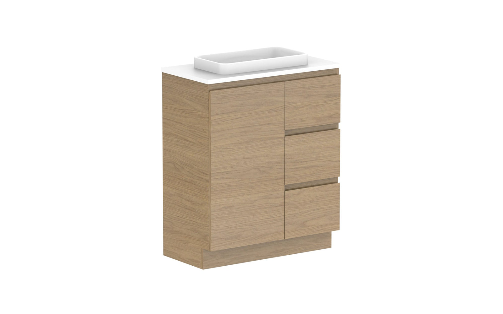 ADP Glacier Ensuite Door & Drawer Trio Floor Mount Vanity 750mm centre bowl, benchtop