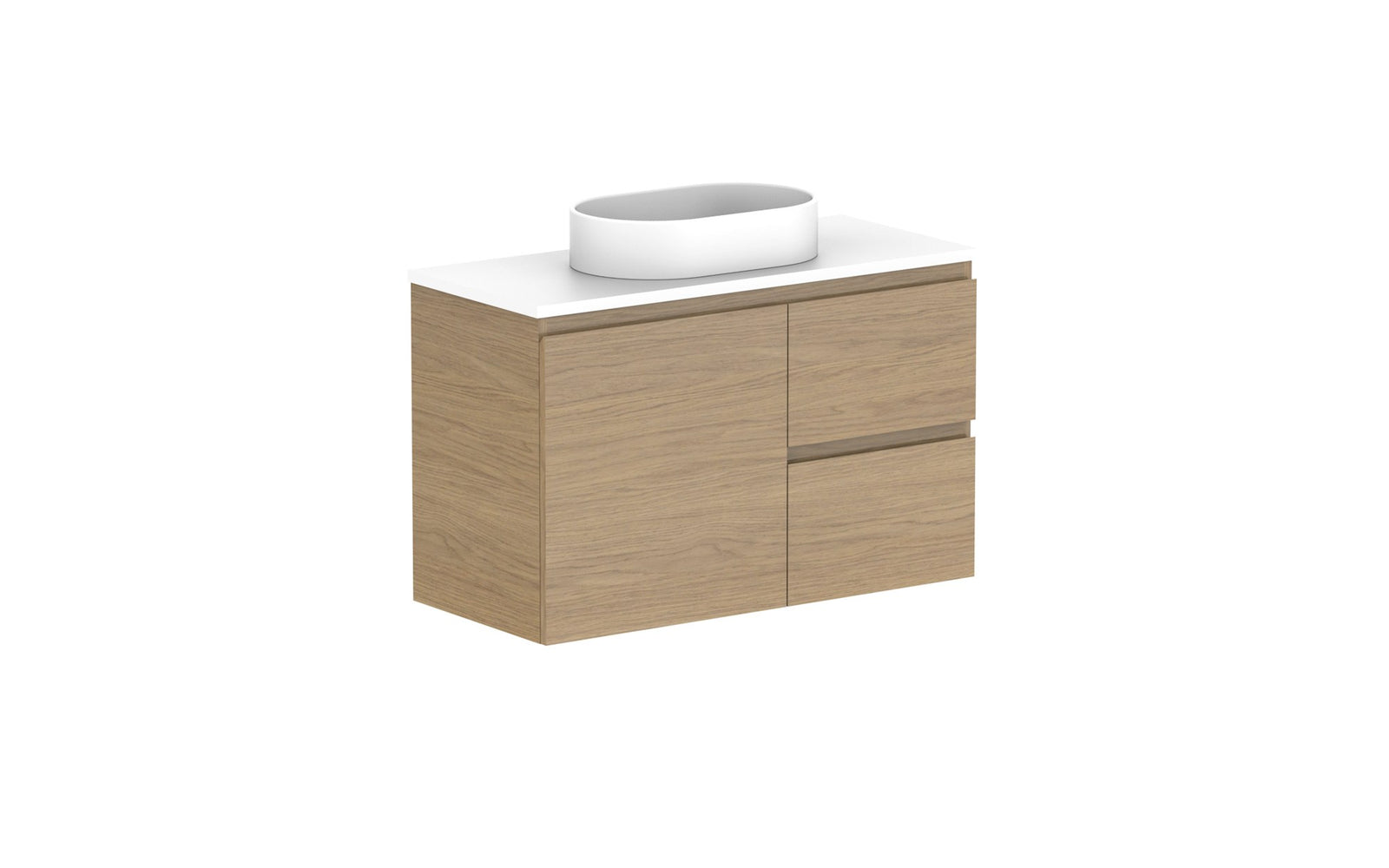 ADP Glacier Ensuite Door & Drawer Twin Wall Hung Vanity 900mm centre bowl, benchtop