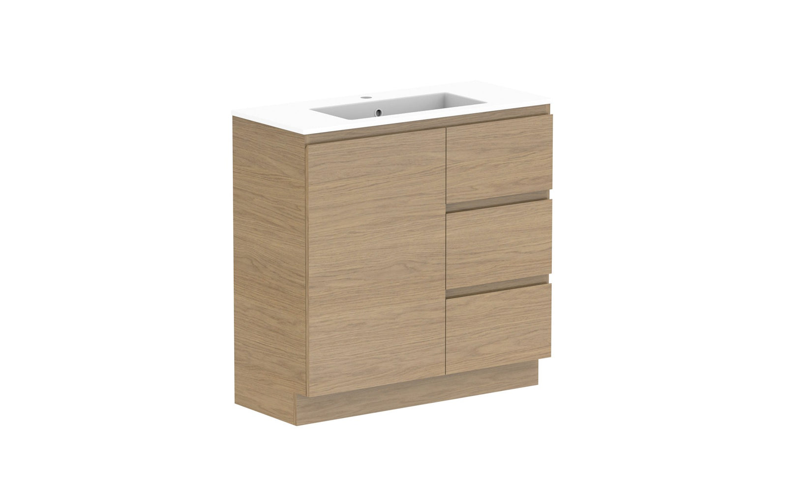 ADP Glacier Ensuite Door & Drawer Trio Floor Mount Vanity 900mm centre bowl, cast marble top