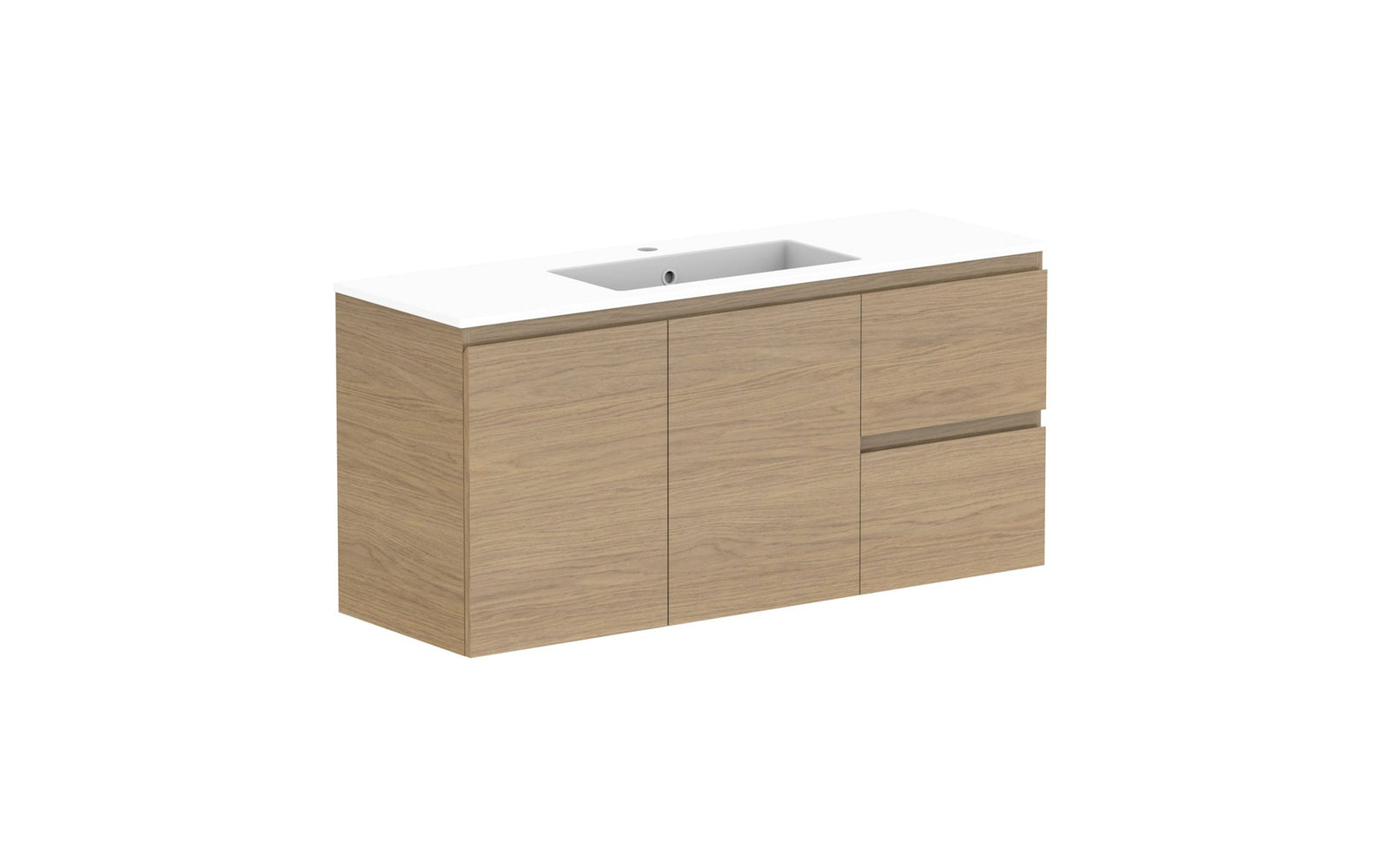 ADP Glacier Ensuite Door & Drawer Twin Wall Hung Vanity 1200mm centre bowl, cast marble top