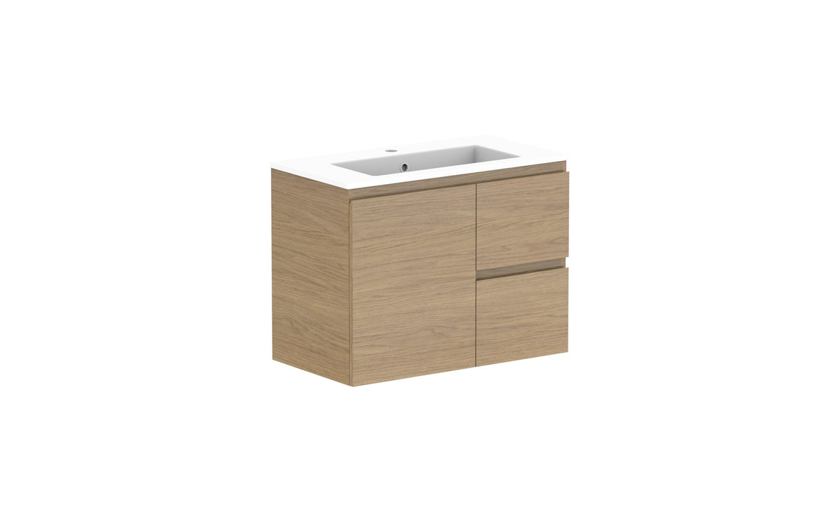 ADP Glacier Ensuite Door & Drawer Twin Wall Hung Vanity 750mm centre bowl, cast marble top