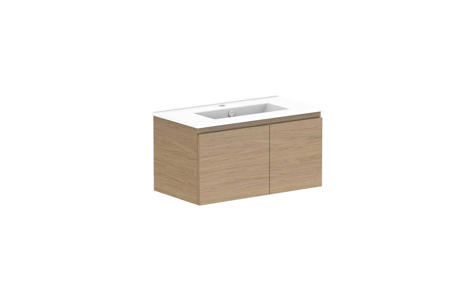 ADP Glacier Ensuite Door & Drawer Slim Wall Hung Vanity 750mm centre bowl, ceramic top