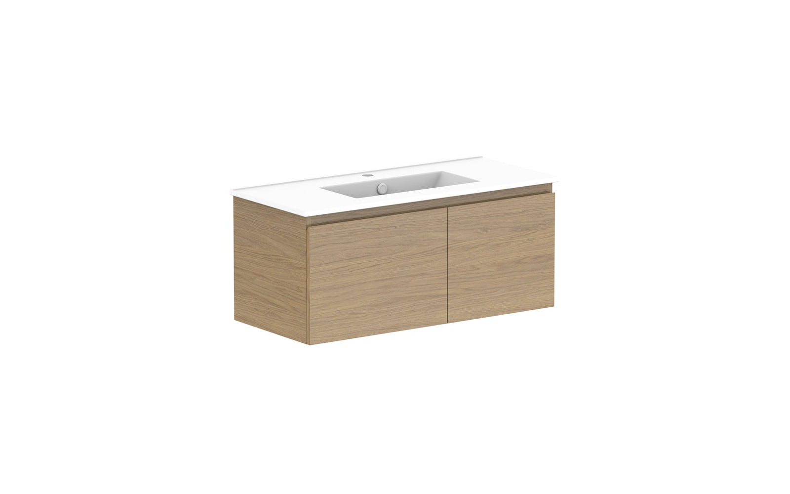 ADP Glacier Ensuite Door & Drawer Slim Wall Hung Vanity 900mm centre bowl, ceramic top