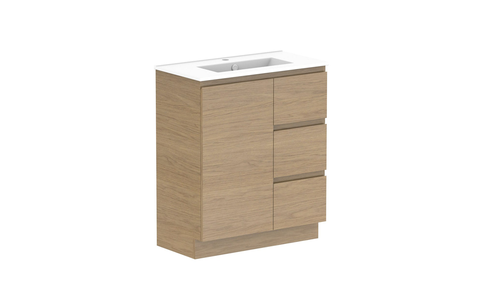 ADP Glacier Ensuite Door & Drawer Trio Floor Mount Vanity 750mm centre bowl, ceramic top