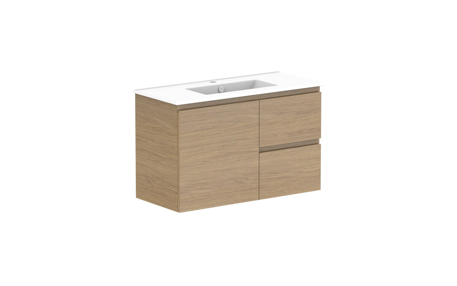 ADP Glacier Ensuite Door & Drawer Twin Wall Hung Vanity 900mm centre bowl, ceramic top