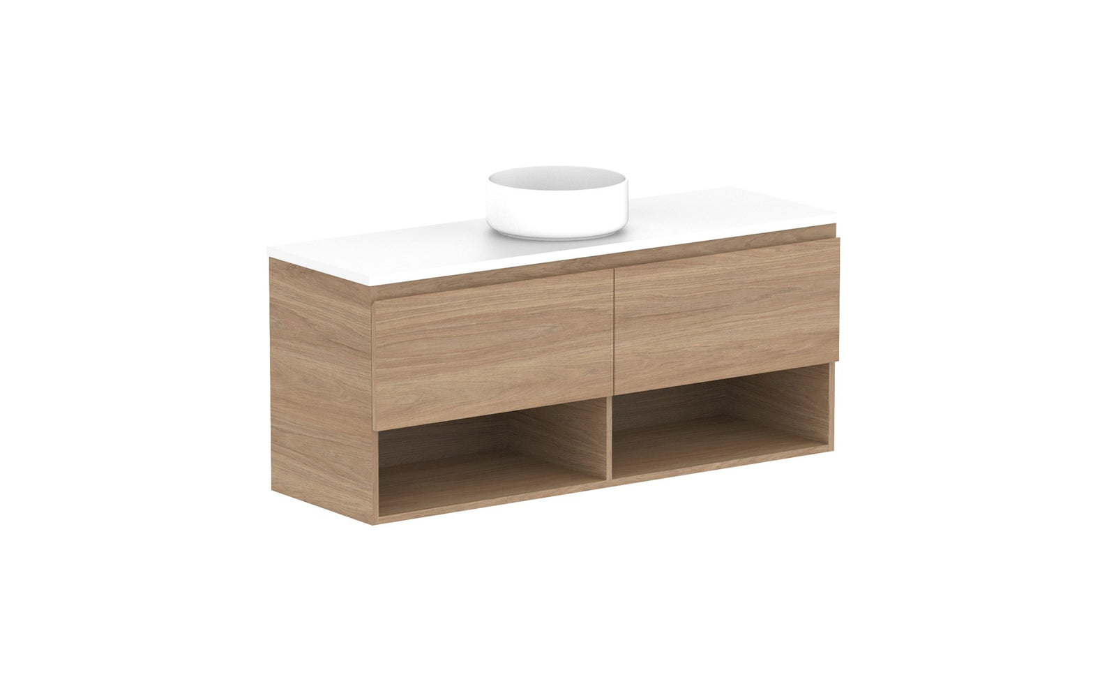 ADP Glacier Ensuite Shelf Slim Wall Hung Vanity 1200mm centre bowl, benchtop