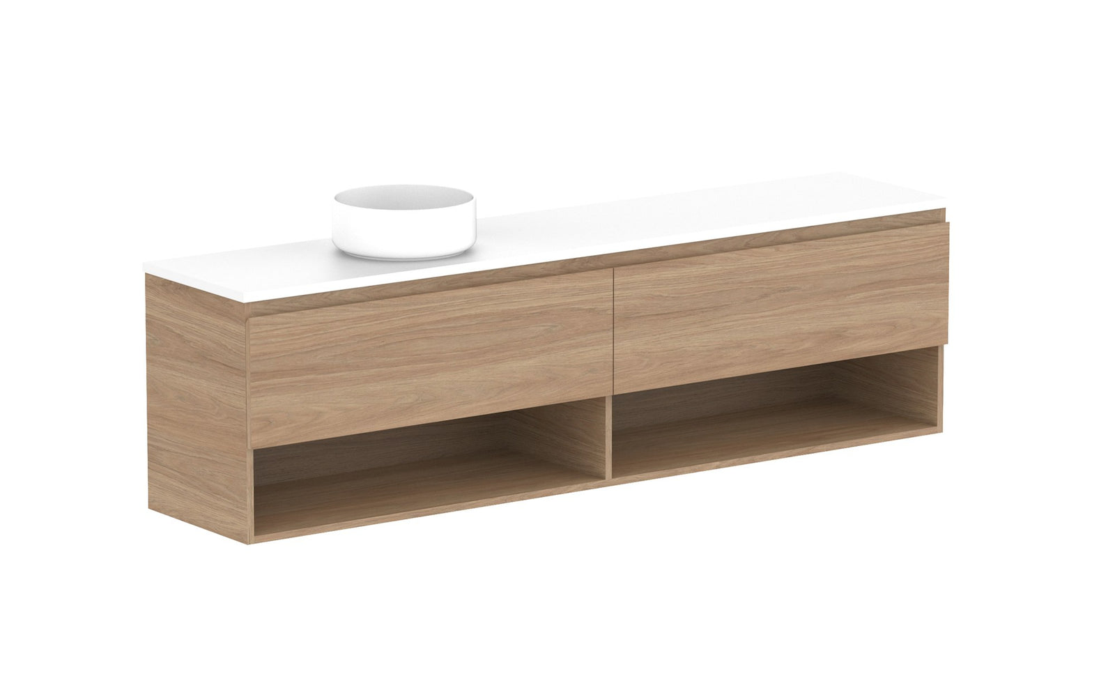 ADP Glacier Ensuite Shelf Slim Wall Hung Vanity 1800mm left offset bowl, benchtop