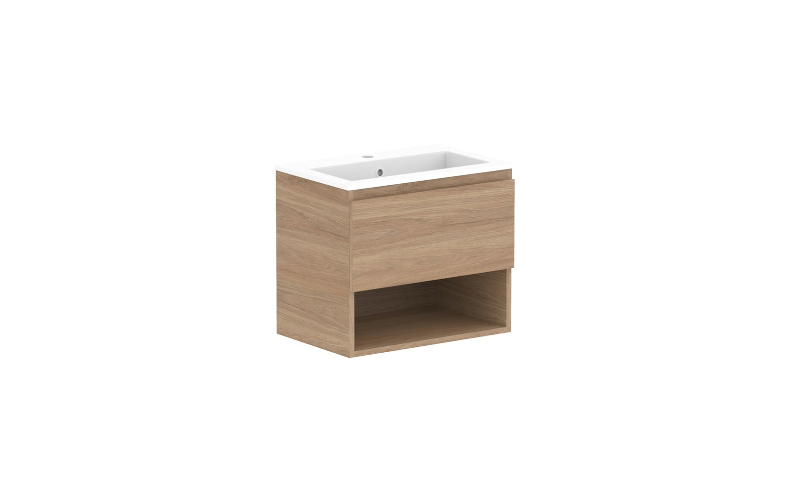 ADP Glacier Ensuite Shelf Slim Wall Hung Vanity 600mm, cast marble top