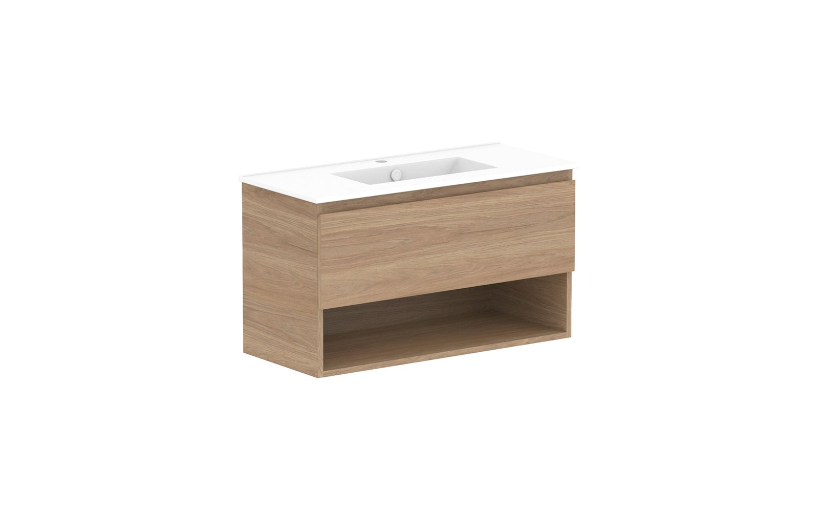ADP Glacier Ensuite Shelf Slim Wall Hung Vanity 900mm, ceramic top