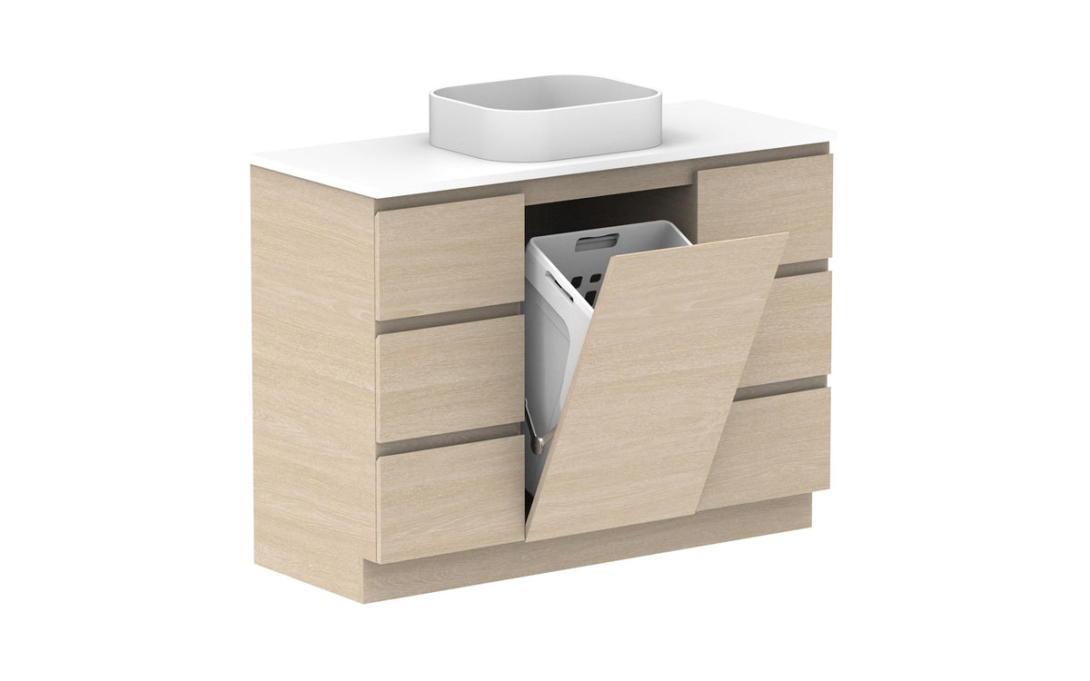 ADP Glacier Hamper Trio Floor Mount Vanity 1200mm centre bowl