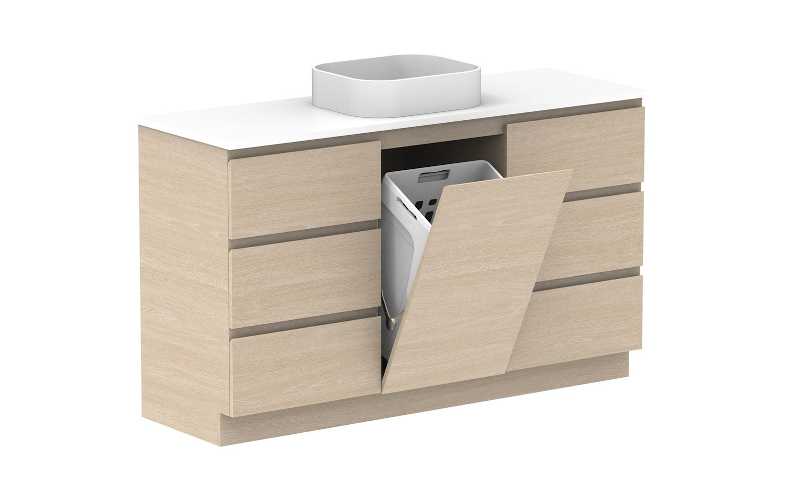 ADP Glacier Hamper Trio Floor Mount Vanity 1500mm centre bowl
