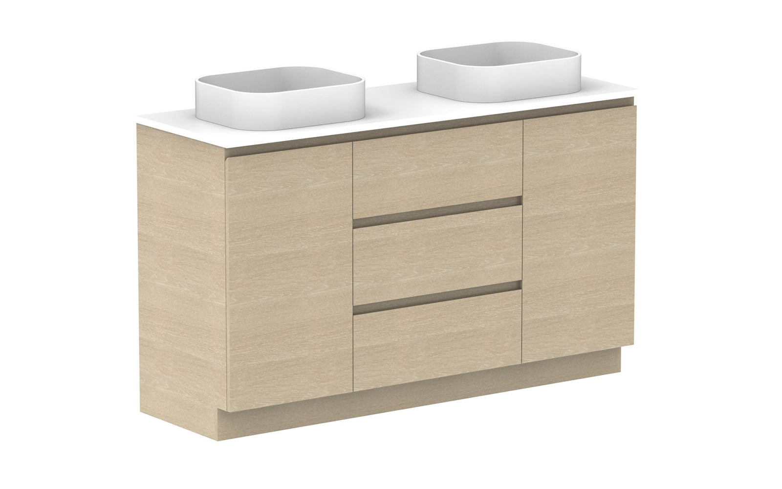 ADP Glacier Hamper Trio Floor Mount Vanity 1500mm double bowl