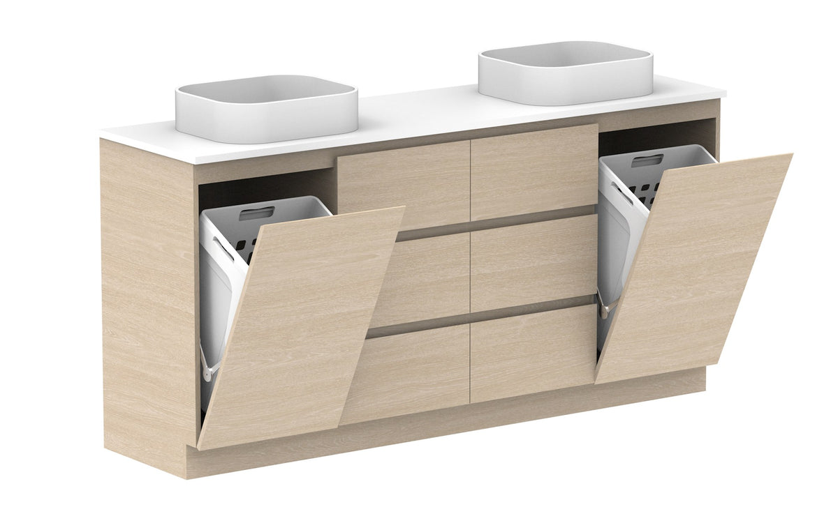 ADP Glacier Hamper Trio Floor Mount Vanity 1800mm double bowl