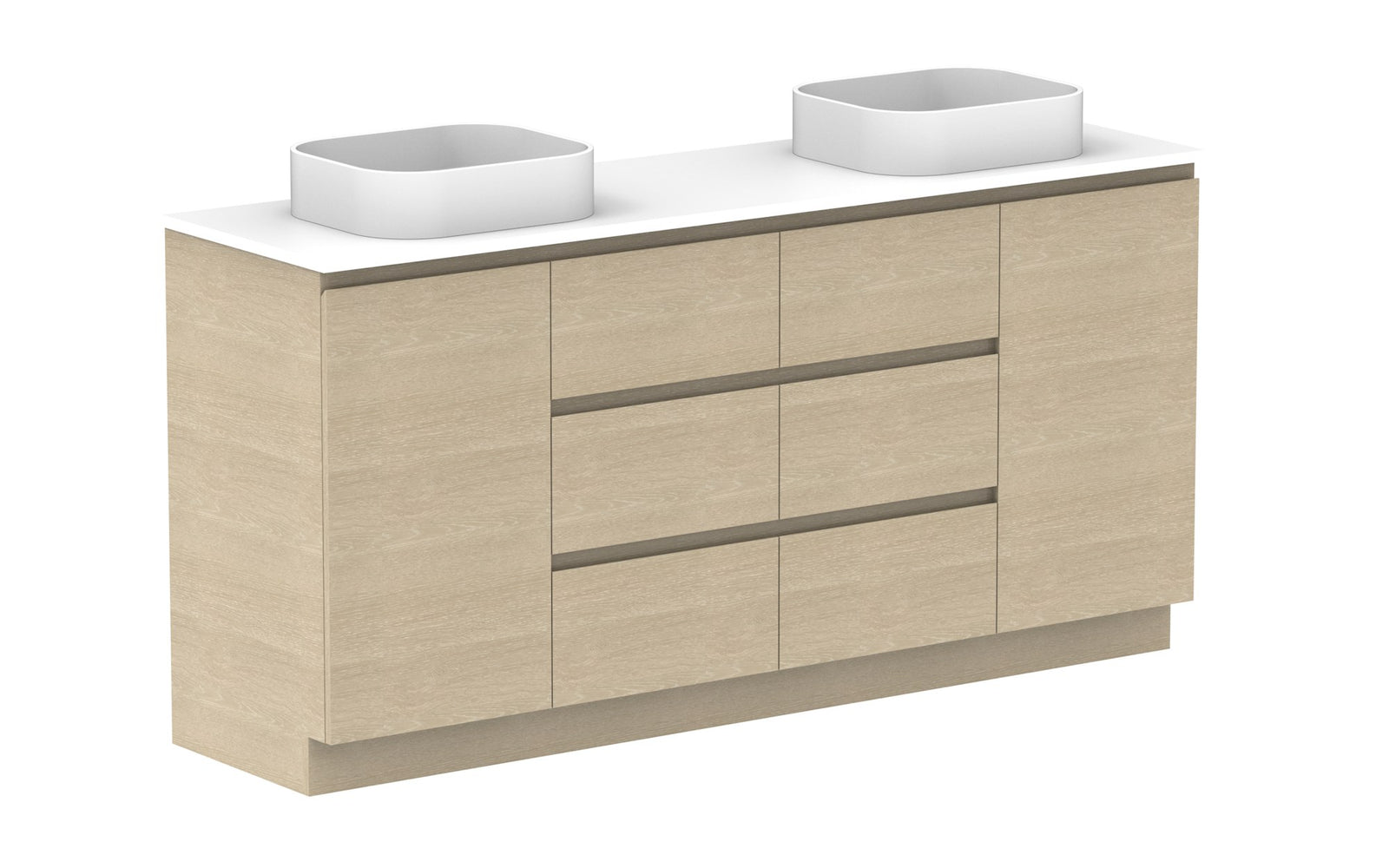ADP Glacier Hamper Trio Floor Mount Vanity 1800mm double bowl