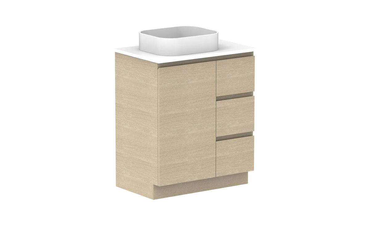 ADP Glacier Hamper Trio Floor Mount Vanity 750mm left offset bowl