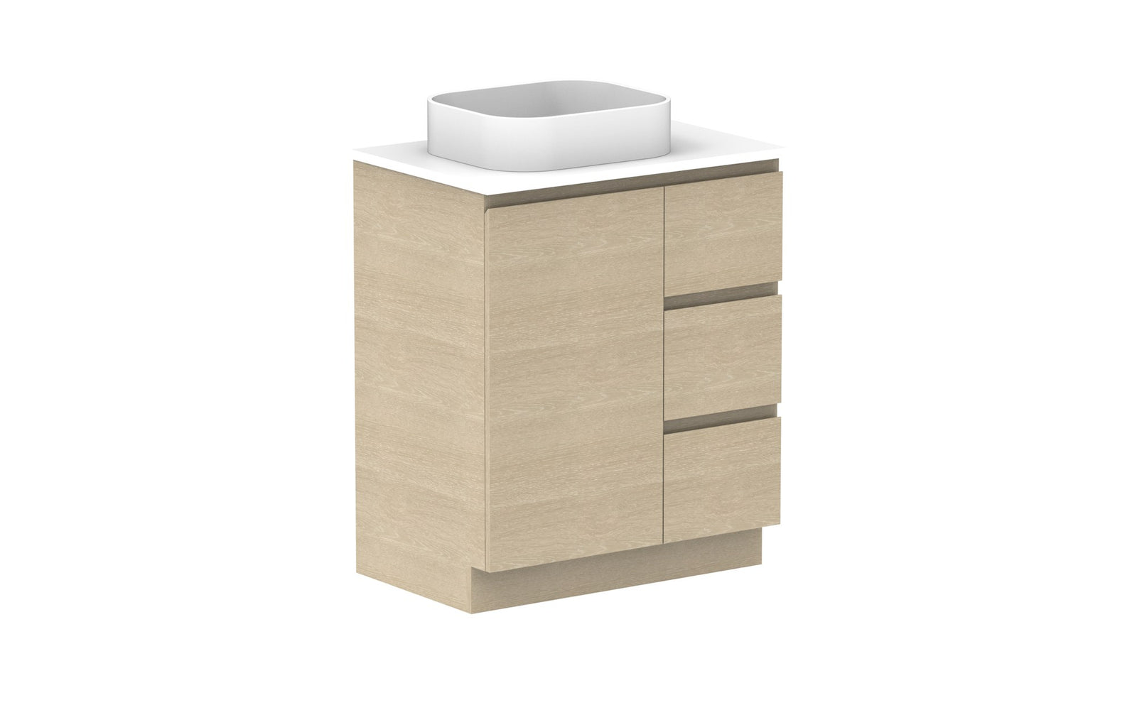 ADP Glacier Hamper Trio Floor Mount Vanity 750mm left offset bowl