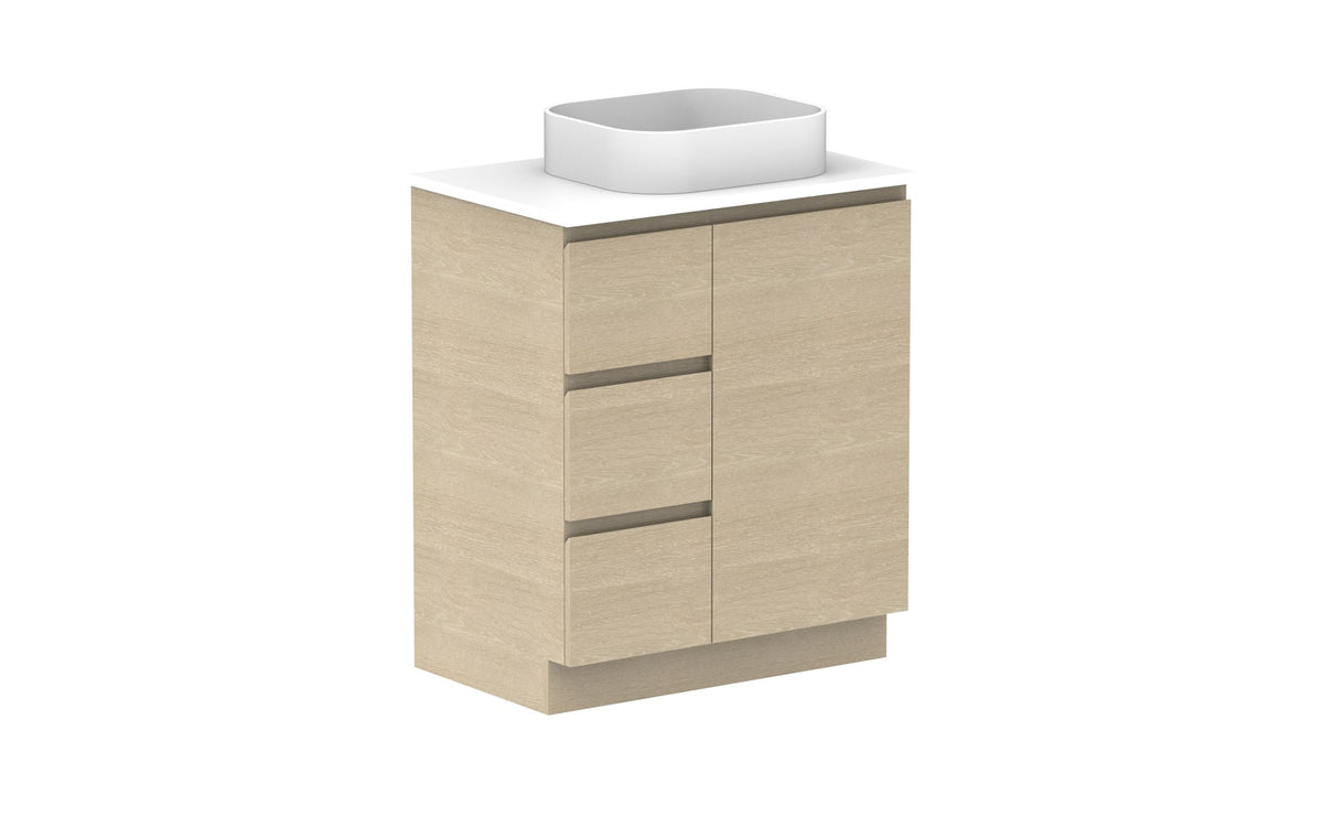 ADP Glacier Hamper Trio Floor Mount Vanity 750mm right offset bowl
